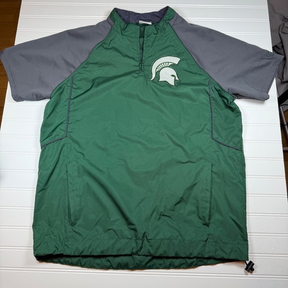 Rawlings Other - Rawlings Michigan State Spartans Cage Jacket Mens Medium Green Short Sleeve Zip